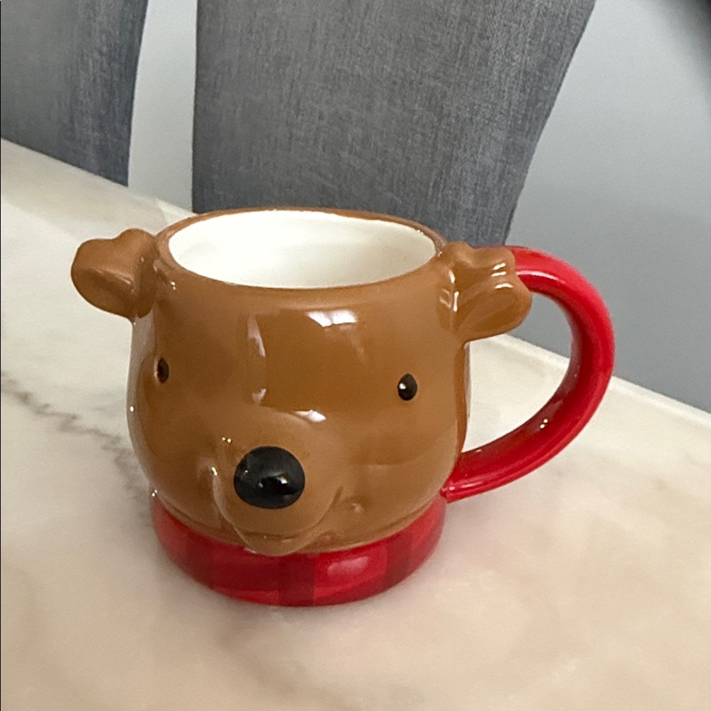 Threhold Reindeer Christmas Coffee Mug With Scarf Holiday Red Handle 14 oz.